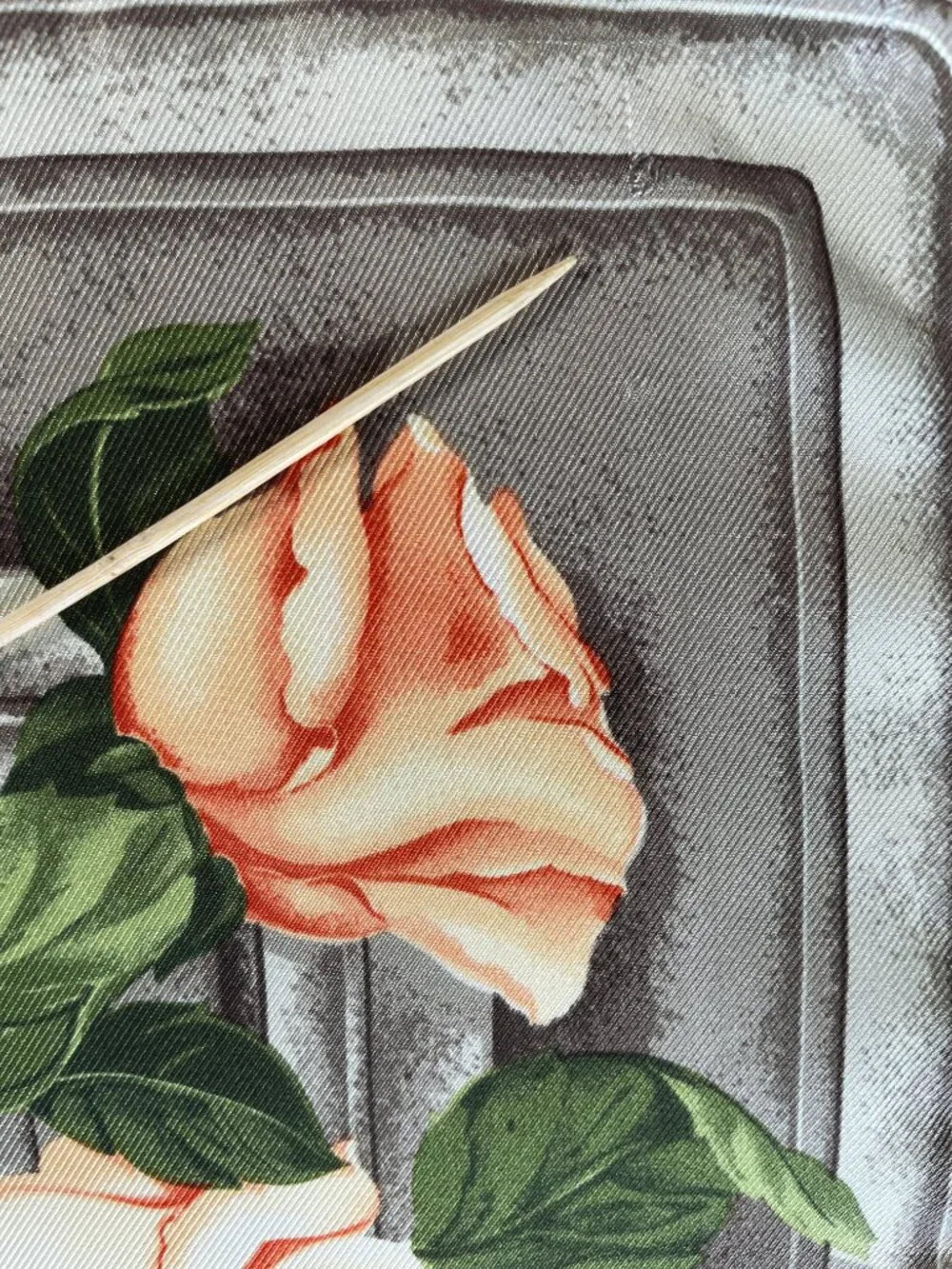 Vintage Christian Silk Scarf with Roses & Polka Dots